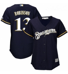 Womens Majestic Milwaukee Brewers 13 Glenn Robinson Authentic Navy Blue Alternate Cool Base MLB Jersey Womens Majestic Milwaukee Brewers 13 Glenn Robinson Authentic Navy Blue Alternate Cool Base MLB Jersey