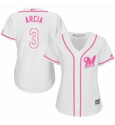 Womens Majestic Milwaukee Brewers 3 Orlando Arcia Replica White Fashion Cool Base MLB Jersey Womens Majestic Milwaukee Brewers 3 Orlando Arcia Replica White Fashion Cool Base MLB Jersey