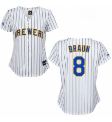 Womens Majestic Milwaukee Brewers 8 Ryan Braun Authentic WhiteBlue Strip MLB Jersey Womens Majestic Milwaukee Brewers 8 Ryan Braun Authentic WhiteBlue Strip MLB Jersey