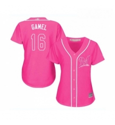 Womens Milwaukee Brewers 16 Ben Gamel Replica Pink Fashion Cool Base Baseball Jersey Womens Milwaukee Brewers 16 Ben Gamel Replica Pink Fashion Cool Base Baseball Jersey