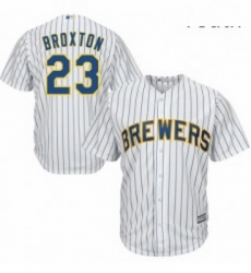 Youth Majestic Milwaukee Brewers 23 Keon Broxton Replica White Home Cool Base MLB Jersey Youth Majestic Milwaukee Brewers 23 Keon Broxton Replica White Home Cool Base MLB Jersey