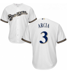 Youth Majestic Milwaukee Brewers 3 Orlando Arcia Authentic White Home Cool Base MLB Jersey Youth Majestic Milwaukee Brewers 3 Orlando Arcia Authentic White Home Cool Base MLB Jersey