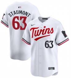 Men Minnesota Twins 63 Josh Staumont White 2024 Home Limited Cool Base Stitched Baseball Jersey Men Minnesota Twins 63 Josh Staumont White 2024 Home Limited Cool Base Stitched Baseball Jersey
