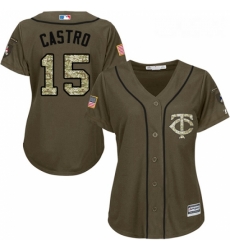 Womens Majestic Minnesota Twins 15 Jason Castro Replica Green Salute to Service MLB Jersey Womens Majestic Minnesota Twins 15 Jason Castro Replica Green Salute to Service MLB Jersey