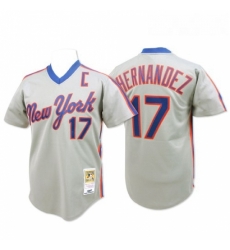 Mens Mitchell and Ness New York Mets 17 Keith Hernandez Authentic Grey Throwback MLB Jersey Mens Mitchell and Ness New York Mets 17 Keith Hernandez Authentic Grey Throwback MLB Jersey