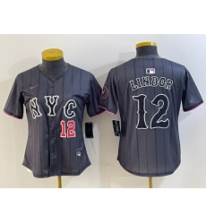 Women New York Mets 12 Francisco Lindor Graphite 2024 City Connect Limited Stitched Baseball Jersey 4 Women New York Mets 12 Francisco Lindor Graphite 2024 City Connect Limited Stitched Baseball Jersey 4
