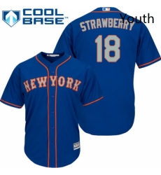 Youth Majestic New York Mets 18 Darryl Strawberry Replica Royal Blue Alternate Road Cool Base MLB Jersey Youth Majestic New York Mets 18 Darryl Strawberry Replica Royal Blue Alternate Road Cool Base MLB Jersey