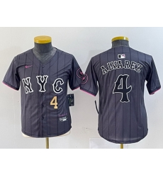 Youth New York Mets 4 Francisco Alvarez Graphite 2024 City Connect Limited Stitched Baseball Jersey 5 Youth New York Mets 4 Francisco Alvarez Graphite 2024 City Connect Limited Stitched Baseball Jersey 5