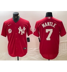 Men New York Yankees 7 Mickey Mantle Red Cool Base Stitched Baseball Jersey 2 Men New York Yankees 7 Mickey Mantle Red Cool Base Stitched Baseball Jersey 2