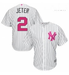 Mens Majestic New York Yankees 2 Derek Jeter Replica White 2016 Mothers Day Cool Base MLB Jersey Mens Majestic New York Yankees 2 Derek Jeter Replica White 2016 Mothers Day Cool Base MLB Jersey