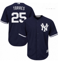 Mens Majestic New York Yankees 25 Gleyber Torres Replica Navy Blue Alternate MLB Jersey Mens Majestic New York Yankees 25 Gleyber Torres Replica Navy Blue Alternate MLB Jersey