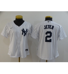 Women Yankees 2 Derek Jeter White Women 2020 Nike Cool Base Jersey Women Yankees 2 Derek Jeter White Women 2020 Nike Cool Base Jersey