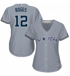 Womens Majestic New York Yankees 12 Wade Boggs Replica Grey Road MLB Jersey Womens Majestic New York Yankees 12 Wade Boggs Replica Grey Road MLB Jersey
