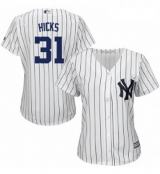 Womens Majestic New York Yankees 31 Aaron Hicks Replica White Home MLB Jersey Womens Majestic New York Yankees 31 Aaron Hicks Replica White Home MLB Jersey