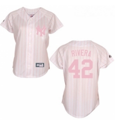 Womens Majestic New York Yankees 42 Mariano Rivera Replica WhitePink Strip MLB Jersey Womens Majestic New York Yankees 42 Mariano Rivera Replica WhitePink Strip MLB Jersey