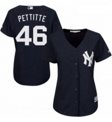 Womens Majestic New York Yankees 46 Andy Pettitte Replica Navy Blue Alternate MLB Jersey Womens Majestic New York Yankees 46 Andy Pettitte Replica Navy Blue Alternate MLB Jersey
