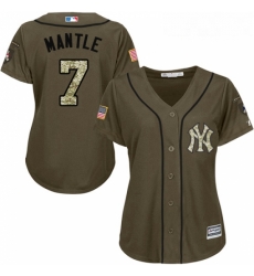 Womens Majestic New York Yankees 7 Mickey Mantle Authentic Green Salute to Service MLB Jersey Womens Majestic New York Yankees 7 Mickey Mantle Authentic Green Salute to Service MLB Jersey