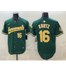 Men Oakland Athletics 16 Nick Kurtz 2026 Green Alternate Sacramento Celebrating 125 Years Vapor Limited Stitched Baseball Jersey Men Oakland Athletics 16 Nick Kurtz 2026 Green Alternate Sacramento Celebrating 125 Years Vapor Limited Stitched Baseball Jersey