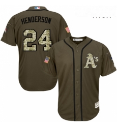 Mens Majestic Oakland Athletics 24 Rickey Henderson Authentic Green Salute to Service MLB Jersey Mens Majestic Oakland Athletics 24 Rickey Henderson Authentic Green Salute to Service MLB Jersey