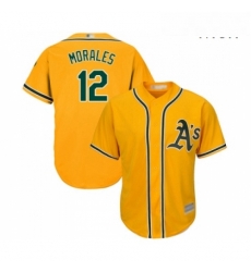 Mens Oakland Athletics 12 Kendrys Morales Replica Gold Alternate 2 Cool Base Baseball Jersey Mens Oakland Athletics 12 Kendrys Morales Replica Gold Alternate 2 Cool Base Baseball Jersey