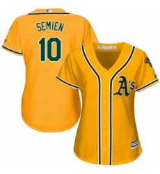 Womens Majestic Oakland Athletics 10 Marcus Semien Replica Gold Alternate 2 Cool Base MLB Jersey Womens Majestic Oakland Athletics 10 Marcus Semien Replica Gold Alternate 2 Cool Base MLB Jersey