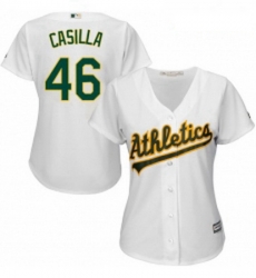Womens Majestic Oakland Athletics 46 Santiago Casilla Replica White Home Cool Base MLB Jersey Womens Majestic Oakland Athletics 46 Santiago Casilla Replica White Home Cool Base MLB Jersey