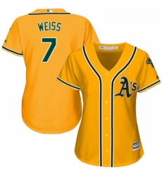 Womens Majestic Oakland Athletics 7 Walt Weiss Authentic Gold Alternate 2 Cool Base MLB Jersey Womens Majestic Oakland Athletics 7 Walt Weiss Authentic Gold Alternate 2 Cool Base MLB Jersey