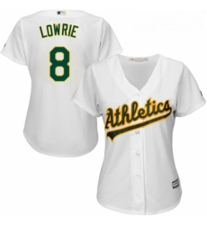 Womens Majestic Oakland Athletics 8 Jed Lowrie Replica White Home Cool Base MLB Jersey Womens Majestic Oakland Athletics 8 Jed Lowrie Replica White Home Cool Base MLB Jersey
