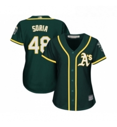 Womens Oakland Athletics 48 Joakim Soria Replica Green Alternate 1 Cool Base Baseball Jersey Womens Oakland Athletics 48 Joakim Soria Replica Green Alternate 1 Cool Base Baseball Jersey
