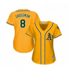 Womens Oakland Athletics 8 Robbie Grossman Replica Gold Alternate 2 Cool Base Baseball Jersey Womens Oakland Athletics 8 Robbie Grossman Replica Gold Alternate 2 Cool Base Baseball Jersey