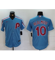 Men Philadelphia Phillies 10 J T Realmuto Blue Cool Base Stitched Jersey Men Philadelphia Phillies 10 J T Realmuto Blue Cool Base Stitched Jersey