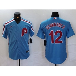 Men Philadelphia Phillies  12 Kyle Schwarber Blue Cool Base Stitched Jersey