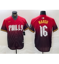 Men Philadelphia Phillies 16 Brandon Marsh Red 2024 City Connect Limited Stitched Jersey Men Philadelphia Phillies 16 Brandon Marsh Red 2024 City Connect Limited Stitched Jersey