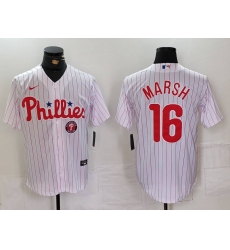 Men Philadelphia Phillies 16 Brandon Marsh White Cool Base Stitched Baseball Jersey 2 Men Philadelphia Phillies 16 Brandon Marsh White Cool Base Stitched Baseball Jersey 2