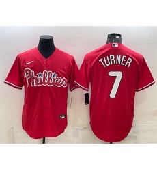 Men Philadelphia Phillies 7 Trea Turner Red Cool Base Stitched Baseball Jersey Men Philadelphia Phillies 7 Trea Turner Red Cool Base Stitched Baseball Jersey
