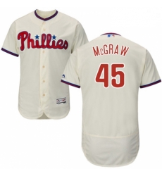 Mens Majestic Philadelphia Phillies 45 Tug McGraw Cream Alternate Flex Base Authentic Collection MLB Jersey Mens Majestic Philadelphia Phillies 45 Tug McGraw Cream Alternate Flex Base Authentic Collection MLB Jersey