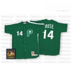 Mens Mitchell and Ness Philadelphia Phillies 14 Pete Rose Replica Green Throwback MLB Jersey Mens Mitchell and Ness Philadelphia Phillies 14 Pete Rose Replica Green Throwback MLB Jersey