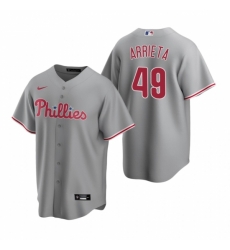 Mens Nike Philadelphia Phillies 49 Jake Arrieta Gray Road Stitched Baseball Jersey Mens Nike Philadelphia Phillies 49 Jake Arrieta Gray Road Stitched Baseball Jersey