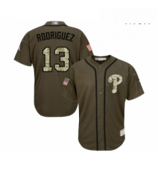 Mens Philadelphia Phillies 13 Sean Rodriguez Authentic Green Salute to Service Baseball Jersey Mens Philadelphia Phillies 13 Sean Rodriguez Authentic Green Salute to Service Baseball Jersey