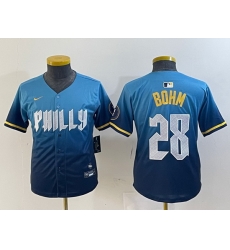 youth philadelphia phillies 28 alec bohm blue 2024 city connect limited stitched baseball jersey T youth philadelphia phillies 28 alec bohm blue 2024 city connect limited stitched baseball jersey T