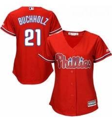 Womens Majestic Philadelphia Phillies 21 Clay Buchholz Replica Red Alternate Cool Base MLB Jersey Womens Majestic Philadelphia Phillies 21 Clay Buchholz Replica Red Alternate Cool Base MLB Jersey