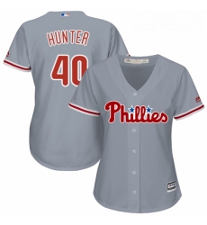 Womens Majestic Philadelphia Phillies 40 Tommy Hunter Authentic Grey Road Cool Base MLB Jersey Womens Majestic Philadelphia Phillies 40 Tommy Hunter Authentic Grey Road Cool Base MLB Jersey