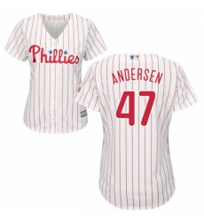 Womens Majestic Philadelphia Phillies 47 Larry Andersen Replica WhiteRed Strip Home Cool Base MLB Jersey Womens Majestic Philadelphia Phillies 47 Larry Andersen Replica WhiteRed Strip Home Cool Base MLB Jersey