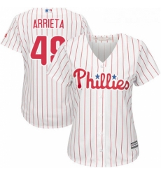 Womens Majestic Philadelphia Phillies 49 Jake Arrieta Authentic WhiteRed Strip Home Cool Base MLB Jersey Womens Majestic Philadelphia Phillies 49 Jake Arrieta Authentic WhiteRed Strip Home Cool Base MLB Jersey