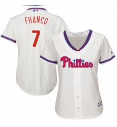 Womens Majestic Philadelphia Phillies 7 Maikel Franco Replica Cream Alternate Cool Base MLB Jersey Womens Majestic Philadelphia Phillies 7 Maikel Franco Replica Cream Alternate Cool Base MLB Jersey