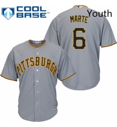 Youth Majestic Pittsburgh Pirates 6 Starling Marte Authentic Grey Road Cool Base MLB Jersey