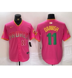 Men San Diego Padres 11 Yu Darvish Pink Cool Base Stitched Baseball Jersey 1 Men San Diego Padres 11 Yu Darvish Pink Cool Base Stitched Baseball Jersey 1