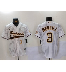 Men San Diego Padres 3 Jackson Merrill white Cool Base Stitched Baseball Jersey 001 Men San Diego Padres 3 Jackson Merrill white Cool Base Stitched Baseball Jersey 001