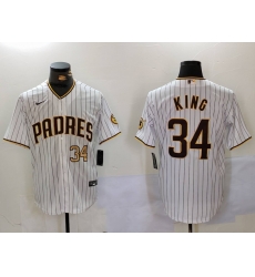 Men San Diego Padres 34 Michael King White Cool Base Stitched Baseball Jersey 1 Men San Diego Padres 34 Michael King White Cool Base Stitched Baseball Jersey 1