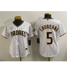Women San Diego Padres 5 Ram F3n Laureano White Stitched Baseball Jersey 28Run Small 29